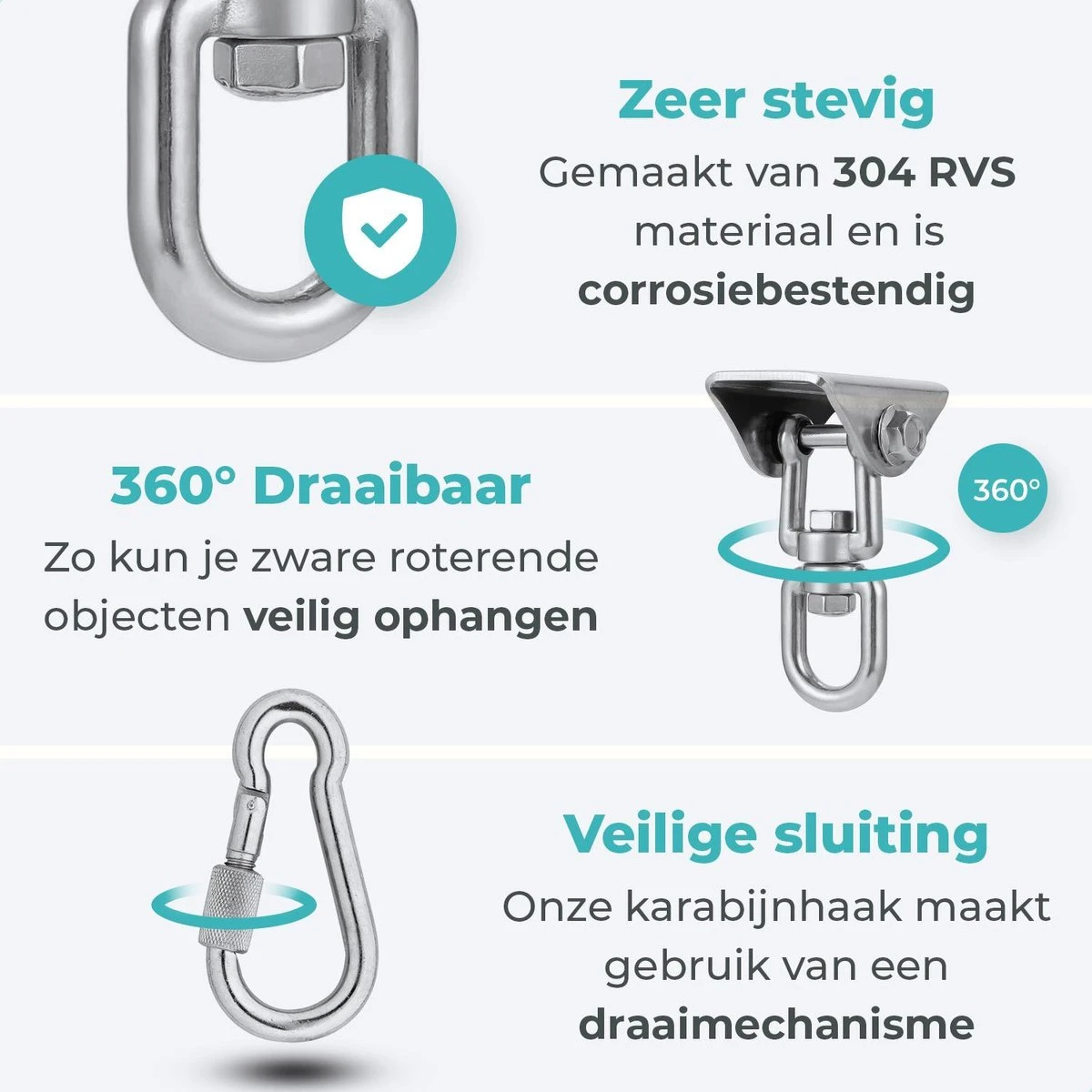 AVINT GOODS RVS Ophangsysteem Plafondhaak Bokszak – Schroefhaak & Ophanghaak Hangstoel – Muurhaak Binnen & Buiten - 550KG 6 AVINT GOODS RVS Ophangsysteem Plafondhaak Bokszak – Schroefhaak & Ophanghaak Hangstoel – Muurhaak Binnen & Buiten - 550KG - Afbeelding 4