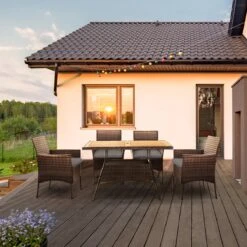 Teamson Home 5-Delig Diningset - Tuinset - Tuinmeubelen - Tafel En 4 Stoelen - Voor Maximaal 4 Personen - Massief Houten Tafelblad - Bruin - 244 X 132 X 84 (cm) -Tuin Verkoop 1200x1200 47