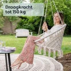 Vita5 Macramé Hangstoel - Voor Binnen En Buiten - Zonder Standaard - Incl. Kussen, Boekenvak En Beschermhoes - Tot 150kg - Beige 18 Vita5 Macramé Hangstoel - Voor Binnen En Buiten - Zonder Standaard - Incl. Kussen, Boekenvak En Beschermhoes - Tot 150kg - Beige -Tuin Verkoop 1200x1200 482
