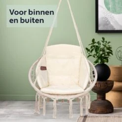 Vita5 Macramé Hangstoel - Voor Binnen En Buiten - Zonder Standaard - Incl. Kussen, Boekenvak En Beschermhoes - Tot 150kg - Beige 19 Vita5 Macramé Hangstoel - Voor Binnen En Buiten - Zonder Standaard - Incl. Kussen, Boekenvak En Beschermhoes - Tot 150kg - Beige -Tuin Verkoop 1200x1200 483