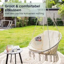 Vita5 Macramé Hangstoel - Voor Binnen En Buiten - Zonder Standaard - Incl. Kussen, Boekenvak En Beschermhoes - Tot 150kg - Beige 20 Vita5 Macramé Hangstoel - Voor Binnen En Buiten - Zonder Standaard - Incl. Kussen, Boekenvak En Beschermhoes - Tot 150kg - Beige -Tuin Verkoop 1200x1200 484