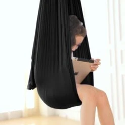 Merkloos Schommelstoel - Hangmat - Schommel - Kalmerend - Luchtdoorlatend - Kinderen - Zwart -Tuin Verkoop 1200x1200 50