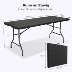 LifeGoods Klaptafel - Inklapbaar - 180 Cm - 6 Tot 8 Personen - Zwart -Tuin Verkoop 1200x1200 546