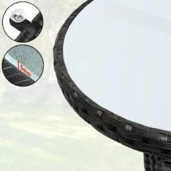 Casaria Polyrattan Bijzettafel 80cm Rond - 5mm Veiligheidsglas – Zwart -Tuin Verkoop 1200x1200 566