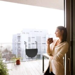 Relaxdays Balkontafel Inklapbaar, Balkon Tafel Rotan, Hangtafel Reling - Zwart -Tuin Verkoop 1200x1200 570