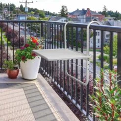 Luxe Inklapbare Balkontafel – 52 X 40 X 56cm – Wit – Hangend – Balkonbar – Balkontafels – Balkontafeltje – Hangtafel Balkon – Balcony Table – Voor Aan Het Balkon – Ophangbaar – Opklapbaar – Tafel – Inklapbaar – Buiten – Tafeltje – Klaptafel -Tuin Verkoop 1200x1200 577