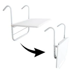 Luxe Inklapbare Balkontafel – 52 X 40 X 56cm – Wit – Hangend – Balkonbar – Balkontafels – Balkontafeltje – Hangtafel Balkon – Balcony Table – Voor Aan Het Balkon – Ophangbaar – Opklapbaar – Tafel – Inklapbaar – Buiten – Tafeltje – Klaptafel -Tuin Verkoop 1200x1200 578