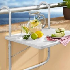 Luxe Inklapbare Balkontafel – 52 X 40 X 56cm – Wit – Hangend – Balkonbar – Balkontafels – Balkontafeltje – Hangtafel Balkon – Balcony Table – Voor Aan Het Balkon – Ophangbaar – Opklapbaar – Tafel – Inklapbaar – Buiten – Tafeltje – Klaptafel -Tuin Verkoop 1200x1200 579