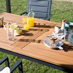 NATERIAL - Uitschuifbare Tuintafel ORIS - Uitschuifbare Tafel Voor 6 Tot 8 Personen - 180-240x100 Cm - Aluminium - Hout Eucalyptus -Tuin Verkoop 1200x1200 584