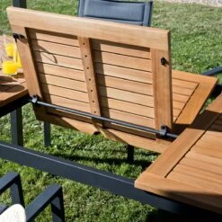 NATERIAL - Uitschuifbare Tuintafel ORIS - Uitschuifbare Tafel Voor 6 Tot 8 Personen - 180-240x100 Cm - Aluminium - Hout Eucalyptus -Tuin Verkoop 1200x1200 586