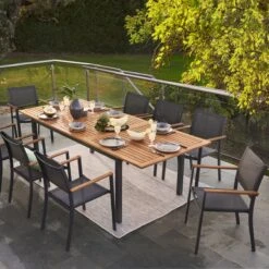 NATERIAL - Uitschuifbare Tuintafel ORIS - Uitschuifbare Tafel Voor 6 Tot 8 Personen - 180-240x100 Cm - Aluminium - Hout Eucalyptus -Tuin Verkoop 1200x1200 587