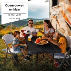 Sens Design Tuintafel Kunststof - Campingtafel Inklapbaar - Rotan-Look -Tuin Verkoop 1200x1200 589
