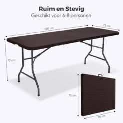 LifeGoods Klaptafel - Inklapbaar - 180 Cm - 6 Tot 8 Personen - Bruin -Tuin Verkoop 1200x1200 611