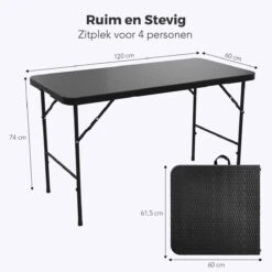 LifeGoods Klaptafel - Inklapbaar - 120 Cm - 4 Personen - Zwart -Tuin Verkoop 1200x1200 620