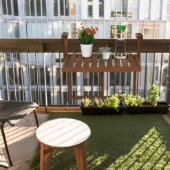 Relaxdays Balkontafel Inklapbaar - Klaptafel Balkon - Tafel Reling - Hangtafel Hout -Tuin Verkoop 1200x1200 635