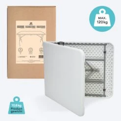 LifeGoods Klaptafel - Inklapbaar - 70x180cm - Verstelbare Vouwtafel - Weerbestendig - Wit -Tuin Verkoop 1200x1200 651