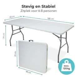 LifeGoods Klaptafel - Inklapbaar - 70x180cm - Verstelbare Vouwtafel - Weerbestendig - Wit -Tuin Verkoop 1200x1200 653