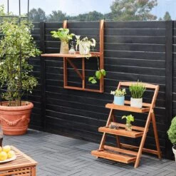 Merkloos Casaria Balkontafel - FSC®-Gecertificeerd Acaciahout – Hangend – Bruin -Tuin Verkoop 1200x1200 677