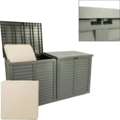 MaxxGarden Kussenbox - Tuin Opbergkist - Opbergbox - 750 L - 155x66x80 Cm - Grijs -Tuin Verkoop 1200x1200 697