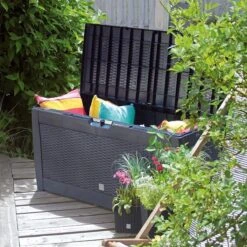Opbergbox 310L UV-Bestendig Weerbestendig Wielen Tuinbox Rotan-look Antraciet -Tuin Verkoop 1200x1200 698
