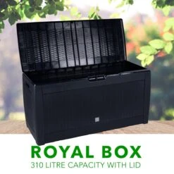 Opbergbox 310L UV-Bestendig Weerbestendig Wielen Tuinbox Rotan-look Antraciet -Tuin Verkoop 1200x1200 700