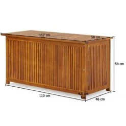 Casaria Opbergbox Acacia Hout – Weerbestendig 115cm - Bruin -Tuin Verkoop 1200x1200 713