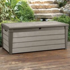 Keter Brushwood Opbergbox - Kussenbox - 455L - 145x69,7x60,3cm - Taupe -Tuin Verkoop 1200x1200 726
