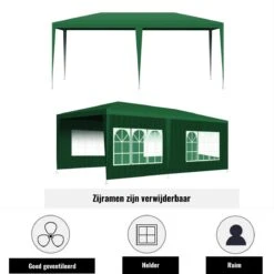 Merkloos Partytent - Paviljoen Opvouwbaar - Easy Up Tuintent Met Zijpanelen - Groen/ 6m X 3m/ 120g/m² -Tuin Verkoop 1200x1200 754