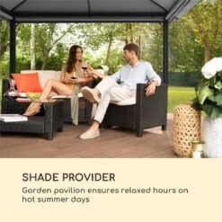 Blumfeldt Grandezza Cortina Tuinpaviljoen , 6 X6 Cm Stalen Frame Met Poedercoating , Overdekt Oppervlak Van 3 X 4 Meter , Polyester -Tuin Verkoop 1200x1200 759