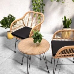 Casaria Tuinset Bali 3 Delig – 1 Tafel/2 Stoelen – Naturel Zwart -Tuin Verkoop 1200x1200 76