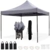 LifeGoods Partytent - 3x3 M - Easy Up - Opvouwbaar - Waterdicht - Draagtas Met Wieltjes - Donkergrijs -Tuin Verkoop 1200x1200 762