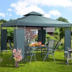 Casaria Paviljoen Lorca 3x3m - UV-bescherming 50+ Metaal - Antraciet -Tuin Verkoop 1200x1200 777
