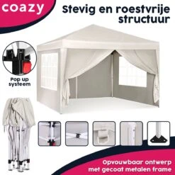 Waterdichte Partytent 3x3 Meter Opvouwbaar Met Zijwanden- Paviljoen Met Zijpanelen - Easy Up - Pop-up Tent Met Haringen, Touw En Anti Slip Poten 11 Waterdichte Partytent 3x3 Meter Opvouwbaar Met Zijwanden- Paviljoen Met Zijpanelen - Easy Up - Pop-up Tent Met Haringen, Touw En Anti Slip Poten -Tuin Verkoop 1200x1200 781