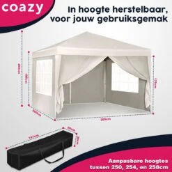 Waterdichte Partytent 3x3 Meter Opvouwbaar Met Zijwanden- Paviljoen Met Zijpanelen - Easy Up - Pop-up Tent Met Haringen, Touw En Anti Slip Poten 12 Waterdichte Partytent 3x3 Meter Opvouwbaar Met Zijwanden- Paviljoen Met Zijpanelen - Easy Up - Pop-up Tent Met Haringen, Touw En Anti Slip Poten -Tuin Verkoop 1200x1200 782