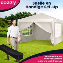 Waterdichte Partytent 3x3 Meter Opvouwbaar Met Zijwanden- Paviljoen Met Zijpanelen - Easy Up - Pop-up Tent Met Haringen, Touw En Anti Slip Poten 15 Waterdichte Partytent 3x3 Meter Opvouwbaar Met Zijwanden- Paviljoen Met Zijpanelen - Easy Up - Pop-up Tent Met Haringen, Touw En Anti Slip Poten -Tuin Verkoop 1200x1200 785