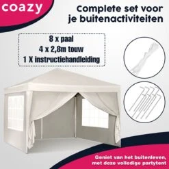 Waterdichte Partytent 3x3 Meter Opvouwbaar Met Zijwanden- Paviljoen Met Zijpanelen - Easy Up - Pop-up Tent Met Haringen, Touw En Anti Slip Poten 16 Waterdichte Partytent 3x3 Meter Opvouwbaar Met Zijwanden- Paviljoen Met Zijpanelen - Easy Up - Pop-up Tent Met Haringen, Touw En Anti Slip Poten -Tuin Verkoop 1200x1200 786