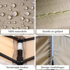 LifeGoods Partytent - 3x3 M - Zijwanden - Easy Up - Opvouwbaar - Waterdicht - Draagtas Met Wieltjes - Beige -Tuin Verkoop 1200x1200 819