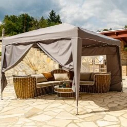 Easy Up Partytent - Partytent - Paviljoen - Partytent Opvouwbaar - Partytent 3x3 - Partytent Met Zijwanden - Inclusief Trolley - Waterdicht - UV 50+ Bescherming - Met Ramen - 16 Kg - Staal - Antraciet - 300 X 300 Cm -Tuin Verkoop 1200x1200 825