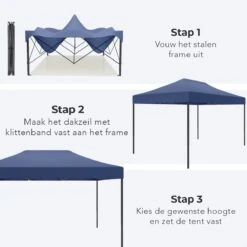 LifeGoods Partytent - 3x4.5 M - Easy Up - Opvouwbaar - Waterdicht - Draagtas Met Wieltjes - Donkerblauw -Tuin Verkoop 1200x1200 853