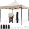 LifeGoods Partytent - 3x3 M - Easy Up - Opvouwbaar - Waterdicht - Draagtas Met Wieltjes - Beige -Tuin Verkoop 1200x1200 870