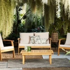 Houten Loungeset 4 Plaatsen - Ushuaïa -ecru Kussens, Bank, Fauteuils En Lage Tafel Van Acacia, Design 7 Houten Loungeset 4 Plaatsen - Ushuaïa -ecru Kussens, Bank, Fauteuils En Lage Tafel Van Acacia, Design -Tuin Verkoop 1200x1200 907