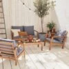 Houten Loungeset 4 Plaatsen - Ushuaïa - Grijs Kussens, Bank, Fauteuils En Lage Tafel Van Acacia, Design -Tuin Verkoop 1200x1200 916