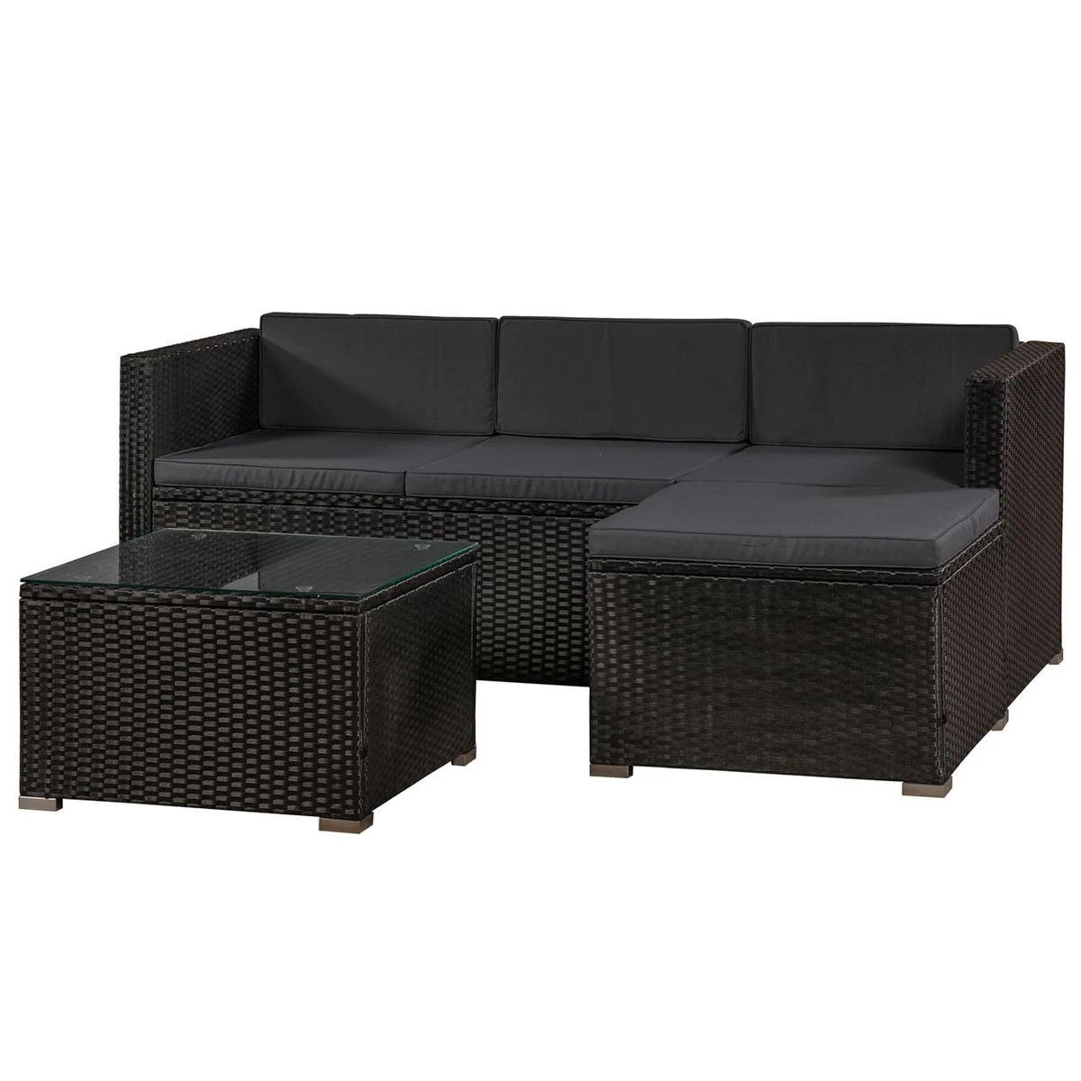 Polyrotan Loungeset Punta Cana L - Zwart 4 Polyrotan Loungeset Punta Cana L - Zwart - Afbeelding 2