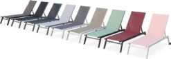 ELSA - Set Van 2 Ligstoelen Van Aluminium En Textileen, Ligbed Multipositioneel Met Wieltjes, Kleur Wit/grijs -Tuin Verkoop 1200x418