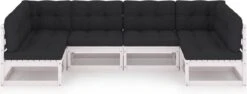 Decoways - 6-delige Loungeset Met Kussens Massief Grenenhout Wit -Tuin Verkoop 1200x457