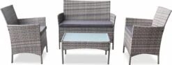 Alice's Garden Loungeset Moltès - 4 Plaatsen - Wicker - Kleine Set - Tinten Grijs/grijs -Tuin Verkoop 1200x459