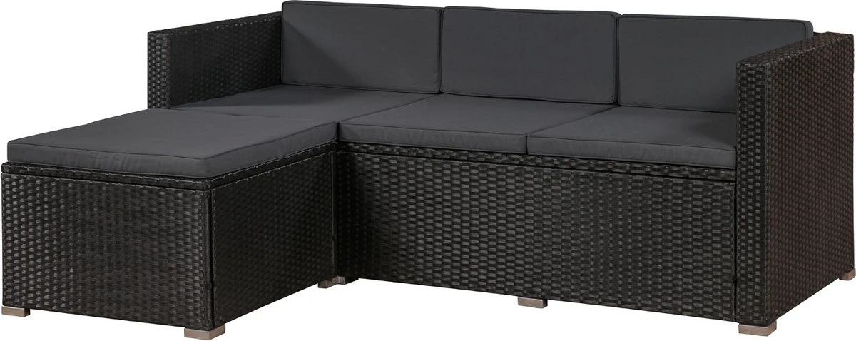 Polyrotan Loungeset Punta Cana L - Zwart 15 Polyrotan Loungeset Punta Cana L - Zwart - Afbeelding 13