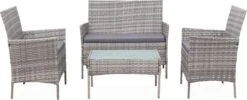 Alice's Garden Loungeset Moltès - 4 Plaatsen - Wicker - Kleine Set - Tinten Grijs/grijs -Tuin Verkoop 1200x484
