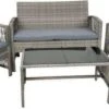Merkloos Tuin Loungeset Grijs / Bruin - Lounge Set Tuin - Relax Bank - Lounge Bank Tuin - Tuinbank - Loungebank - Tuinset/ Loungebank - Tuinset - Tuinstoel - Loungeset - Rattan Tuinmeubilair - Poly Rotan Tuinmeubelen - Grijs / Bruin -Tuin Verkoop 1200x498