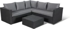 Central Park Hoekbank Loungeset Alea Grijs Staal/riet 3-delig -Tuin Verkoop 1200x499